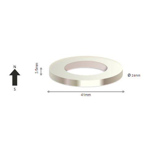 High-Performance N38H Neodymium Rare Earth Ring Magnet D41 x D24 x 3.5 mm | Durable &Versatile for Multiple Applications