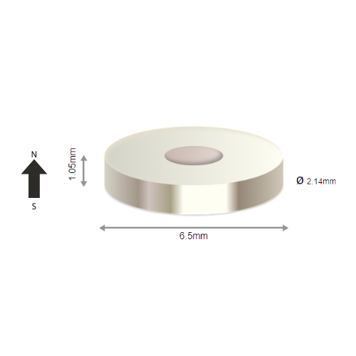 High-Performance N40H Neodymium Rare Earth Ring Magnet D6.5 x D2.14 x 1.05 mm | Durable & Versatile for Multiple Applications