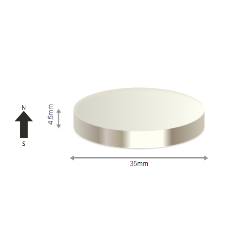High-Performance N38H Neodymium Rare Earth Disc Magnet D35 x 4.5 mm | Durable &Versatile for Multiple Applications