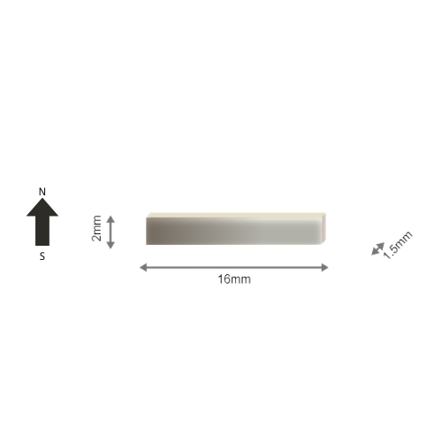 High-Performance N35EH Neodymium Rare Earth Rectangular Magnet 16 x 1.5 x 2 mm | Durable & Versatile for Multiple Applications