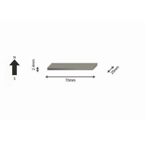 High-Performance 42SH Neodymium Rare Earth Rectangular Magnet 70 x 25 x 2.4 mm | Durable & Versatile for Multiple Applications