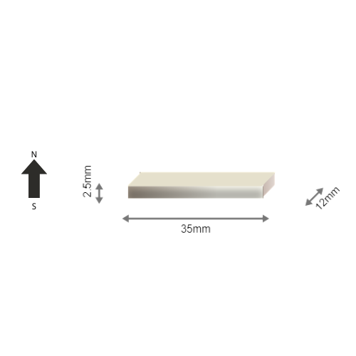 High-Performance 46H Neodymium Rare Earth Rectangular Magnet 35 x 12 x 2.5 mm | Durable &Versatile for Multiple Applications