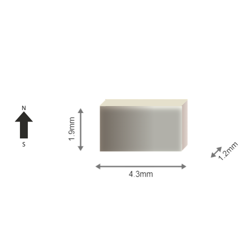 High-Performance 55M Neodymium Rare Earth Rectangular Magnet 4.3 x 1.2 x 1.9 mm | Durable &Versatile for Multiple Applications