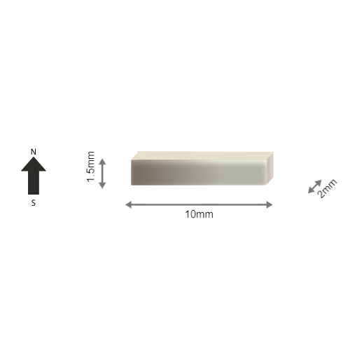 High-Performance 55M Neodymium Rare Earth Rectangular Magnet 10 x 2 x 1.5 mm | Durable & Versatile for Multiple Applications