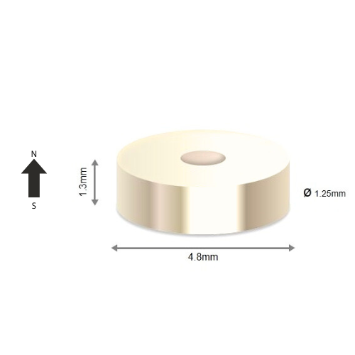 High-Performance N38 Neodymium Rare Earth Ring Magnet D4.8 x D1.25 x 1.3 mm | Durable &Versatile for Multiple Applications