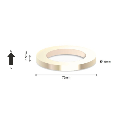 High-Performance 40HP Neodymium Rare Earth Ring Magnet D72 x D48 x 6.5 mm | Durable &Versatile for Multiple Applications