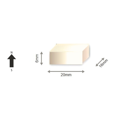 High-Performance 42UHT Neodymium Rare Earth Rectangular Magnet 20 x 16 x 6 mm | Durable &Versatile for Multiple Applications