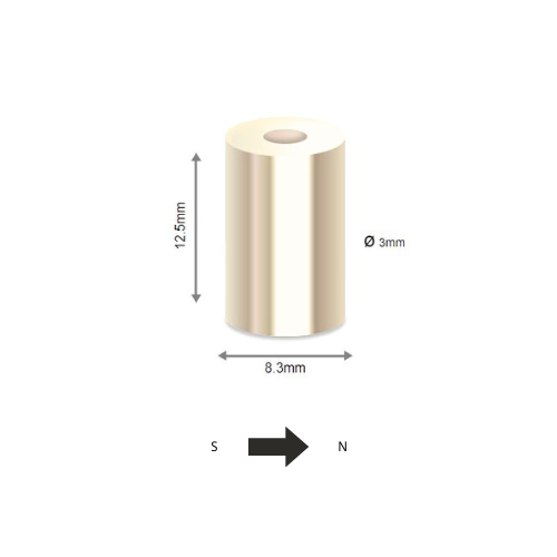 High-Performance N45SH Neodymium Rare Earth Ring Magnet D8.3 x D3 x 12.5 mm | Durable &Versatile for Multiple Applications