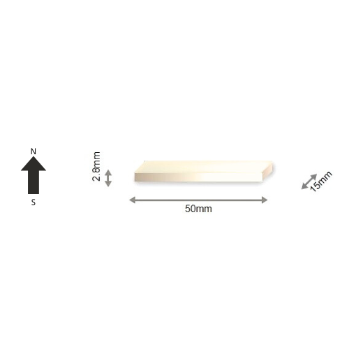 High-Performance 42SH Neodymium Rare Earth Rectangular Magnet 50 x 15 x 2.8 mm | Durable &Versatile for Multiple Applications