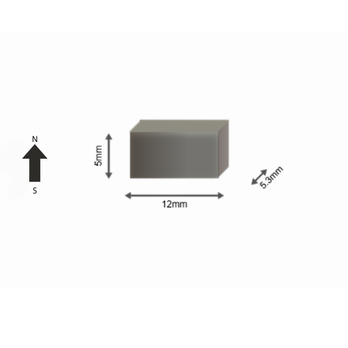 High-Performance 50SH Neodymium Rare Earth Rectangular Magnet 12 x 5.3 x 5 mm | Durable &Versatile for Multiple Applications