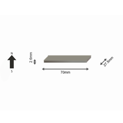 High-Performance MS50SH Neodymium Rare Earth Rectangular Magnet 70 x 27.5 x 2.6 mm | Durable & Versatile for Multiple Applications